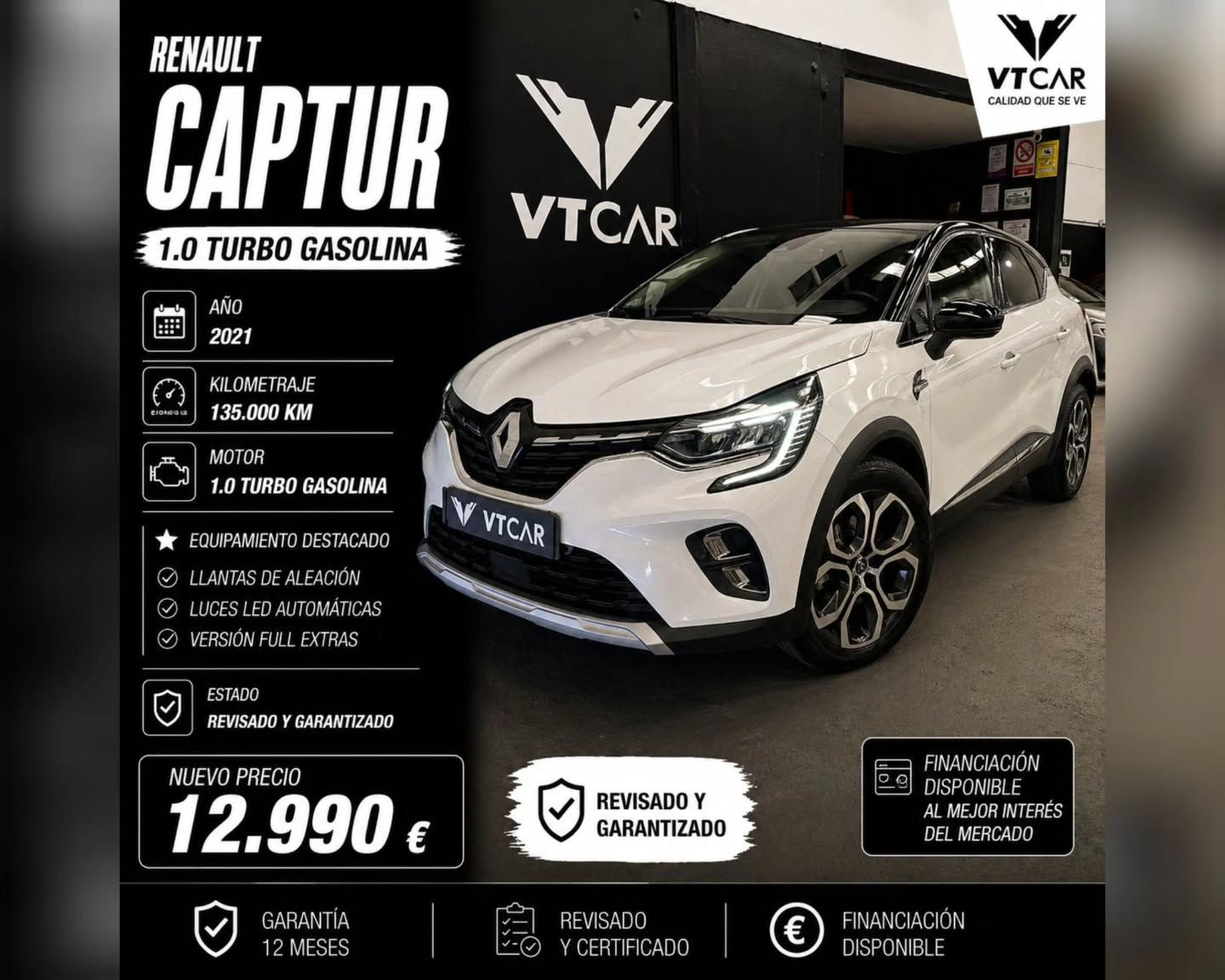 Renault Captur Motor 1.0 turbo Gasolina Año 2021 km: 135000