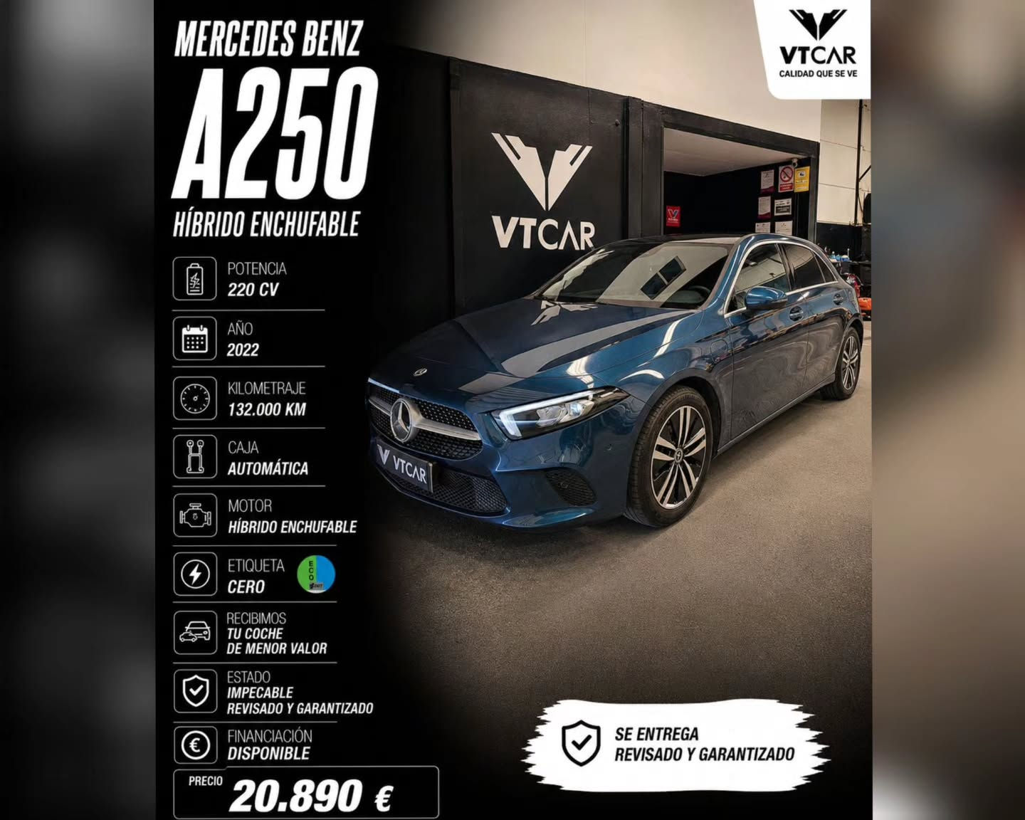 Mercedes Benz A250e 1.3 Hibrido Enchufable 220cv 