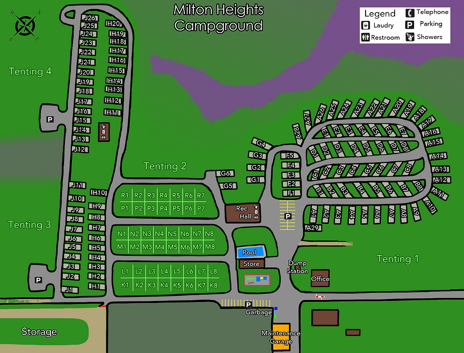 Milton Heights Campground site map