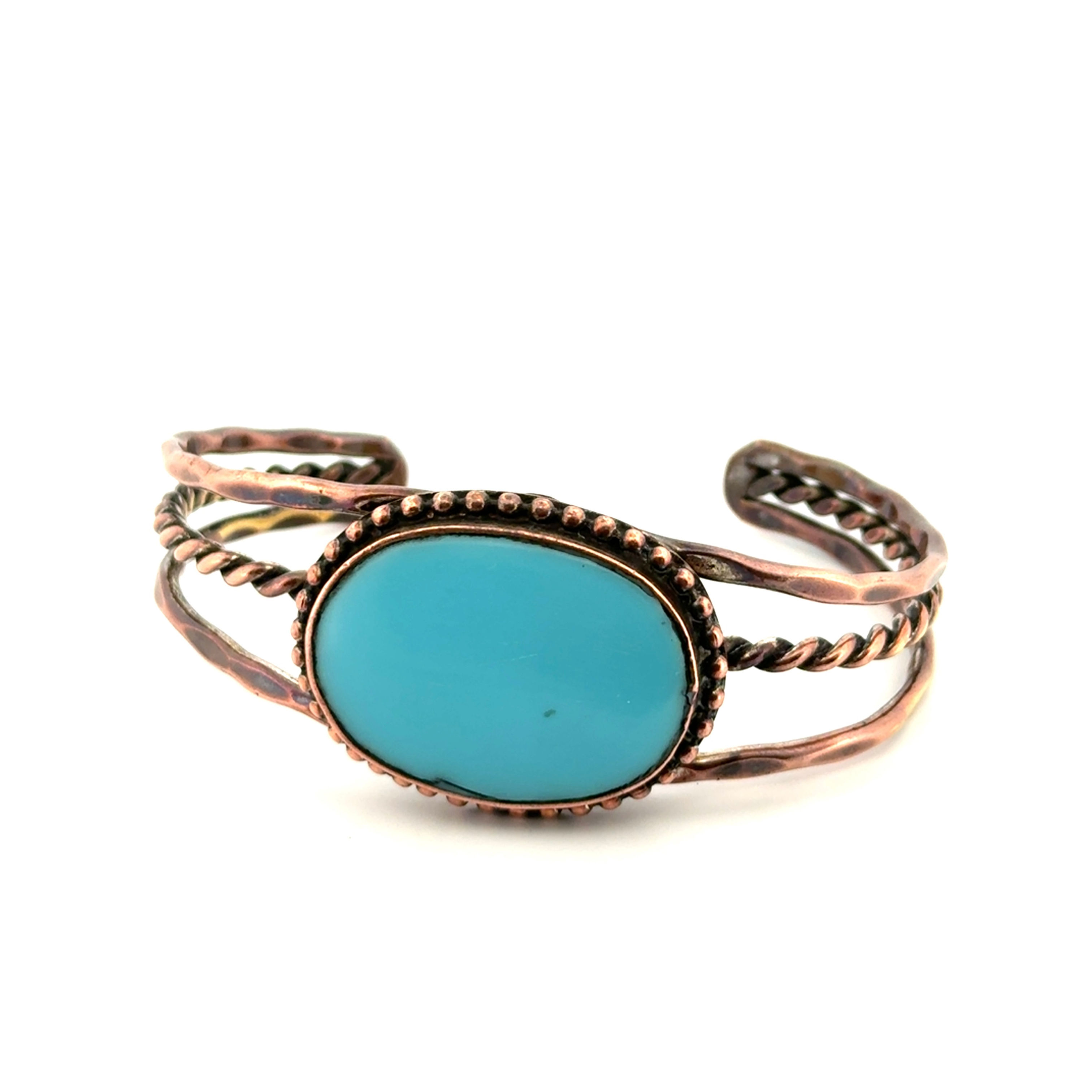 7” Navajo Copper & Turquoise Cuff Bracelet 30.4g