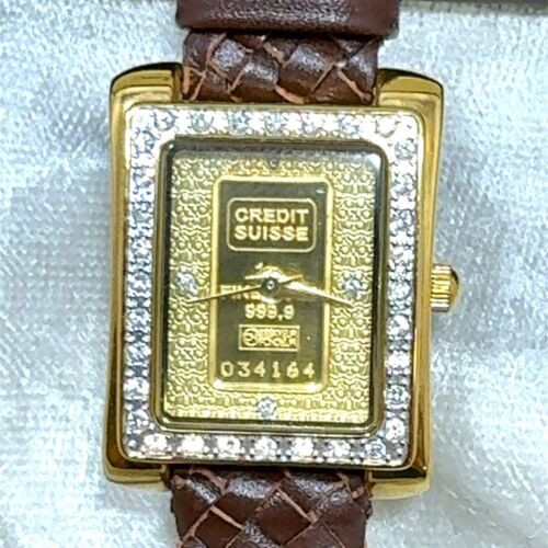 Croton 23K Gold Plated Credit Suisse 1 Gram 999.9 Gold Watch
