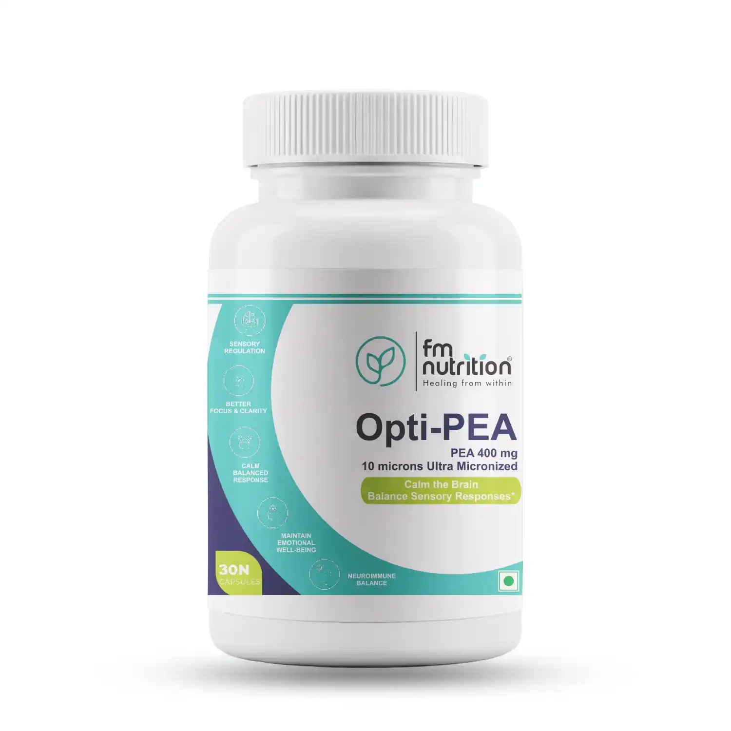FM Nutrition Opti-PEA, PEA 400mg, 10 microns Ultra Micronized, 30 Veg Capsules
