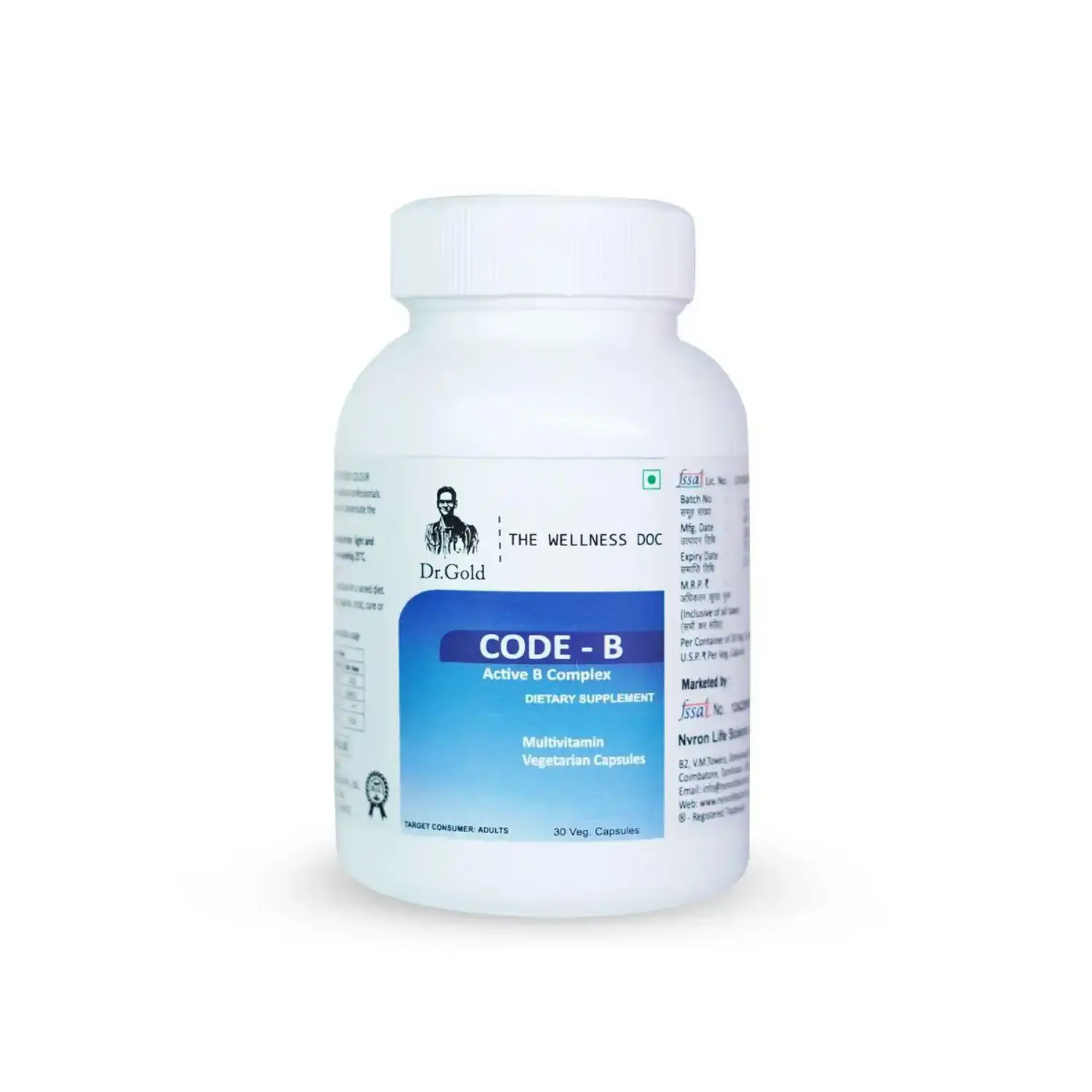 Dr Gold Code B , Active B Complex - 30 Veg Capsules