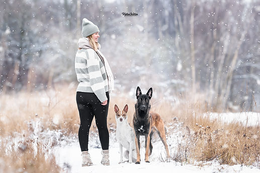 Samira mit Blue und Tardis im Schnee