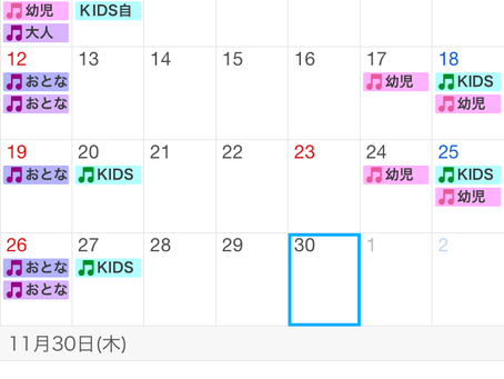 11月の予定