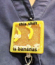 "This Shift is Bananas" Square Badge Reel (Fluid Shaker)