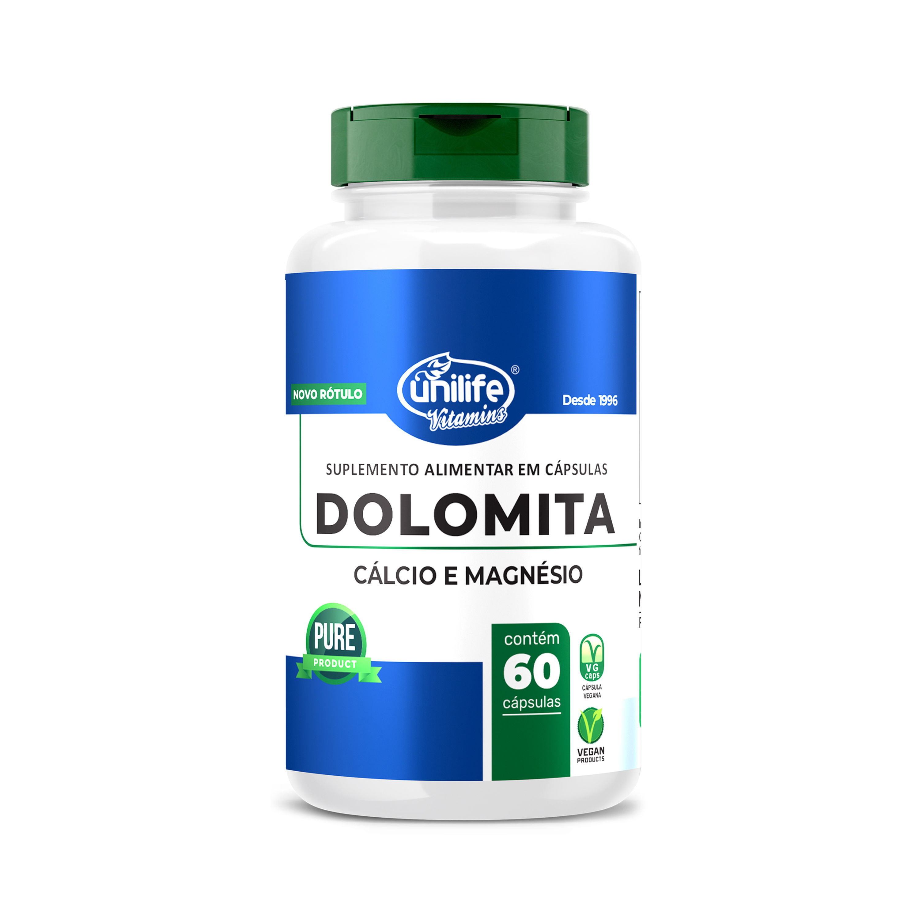 Dolomita - Cálcio e Magnésio em cápsulas 950 mg | Unilife