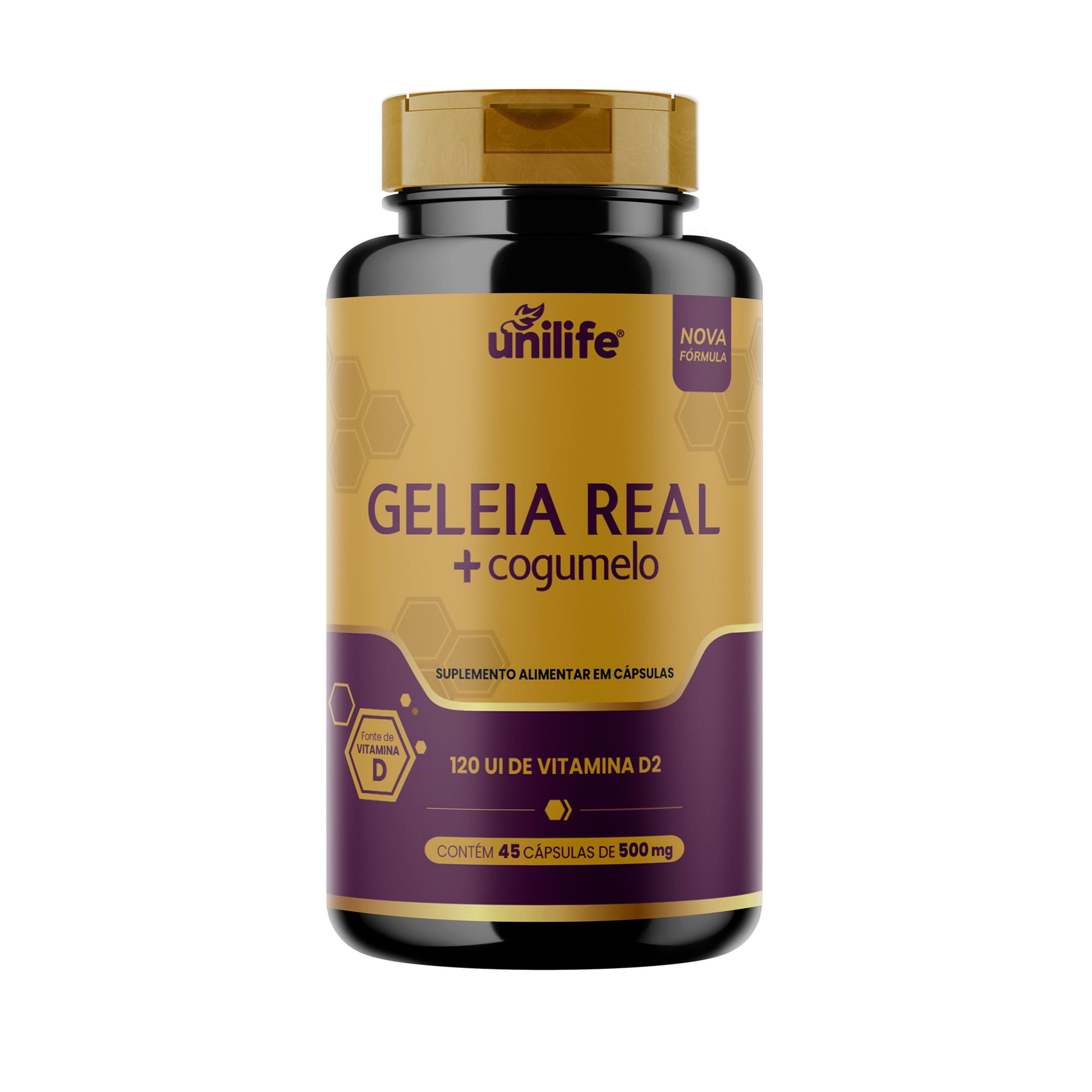 Geleia real + cogumelo em cápsulas 500 mg | Unilife
