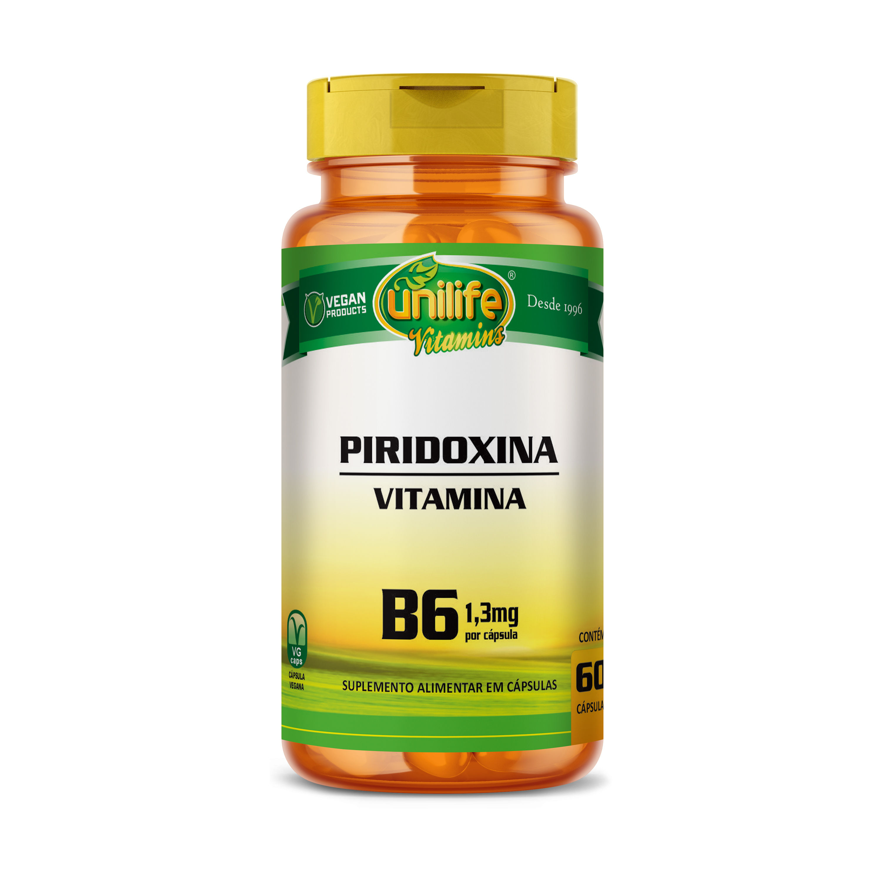 Vitamina B6 - Piridoxina 60 cápsulas 500 mg | Unilife