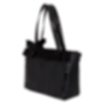 Side profile of Loungefly villains tote bag showing metallic faux leather and velvet ruffle trim