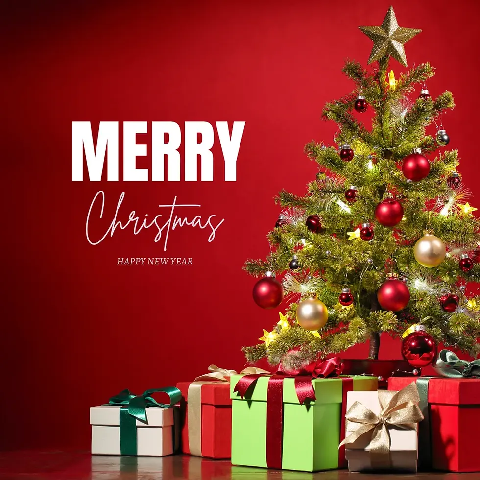 Christmas tree with presents.