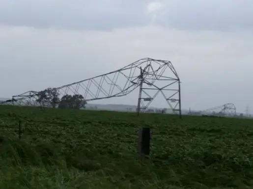 Severe winds toppled at least 22 electricity transmission towers, shutting down the state’s power supplies. Picture  Debbie Prosser