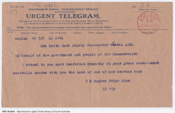 Message of sympathy from Prime Minister William Hughes to Jessie Smith
