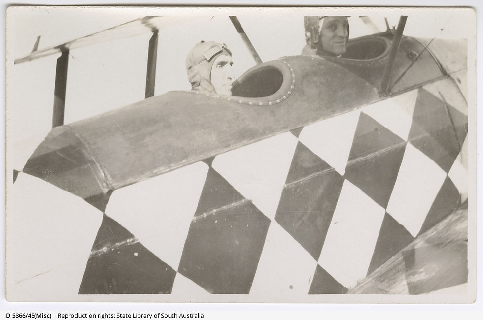 In 1921 Hobart Cato was flight mechanic to Lieutenant Long in the record breaking flight from Adelaide to Melbourne in a De Haviland Dove aircraft; owned by Mr. Dudley Angus of Hill River estate