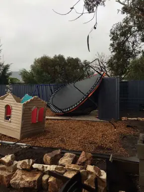 Damage to a backyard in Blyth. Picture  Allison Mason Plains Producer Newspaper