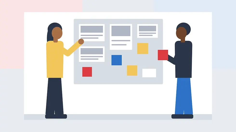 Illustration of two practice staff mapping workflows on a planning board