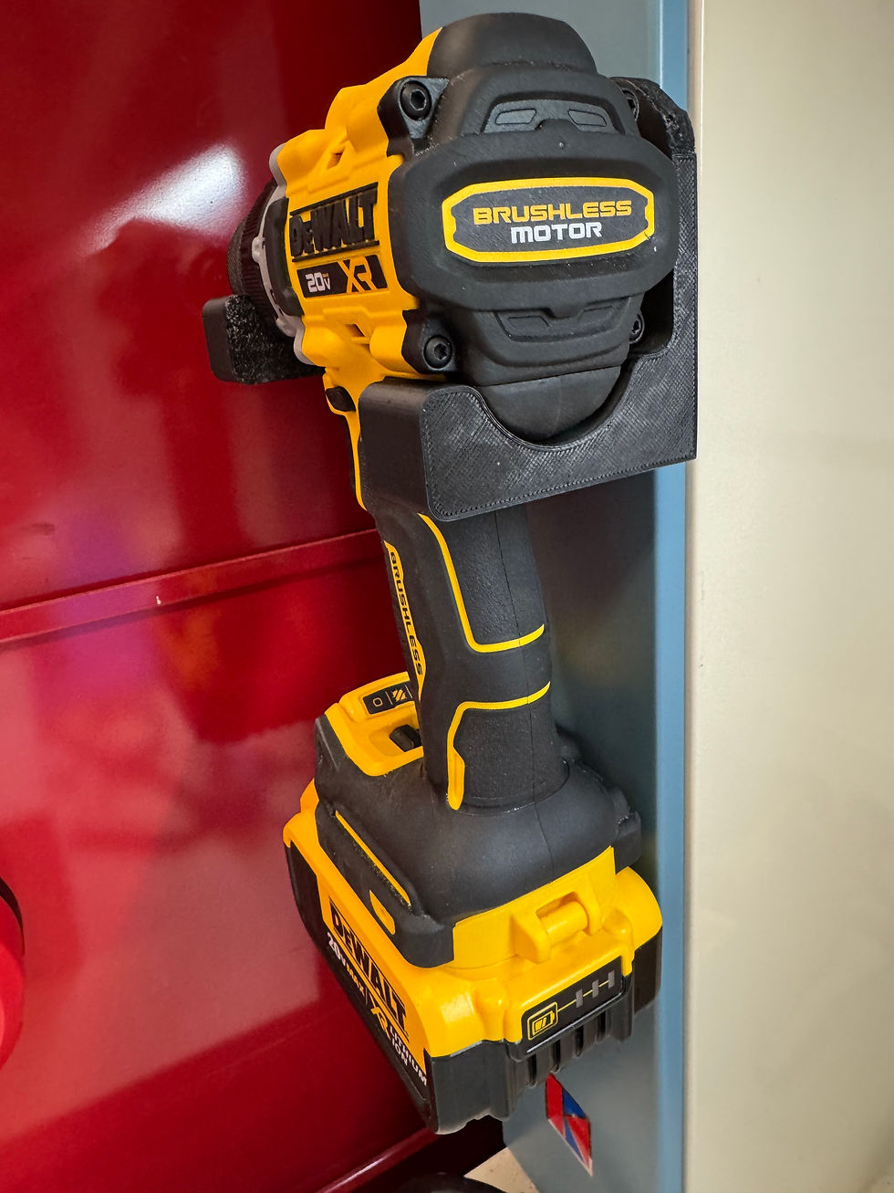 Thumbnail: STL File: Dewalt DCD800 Drill Wall Mount