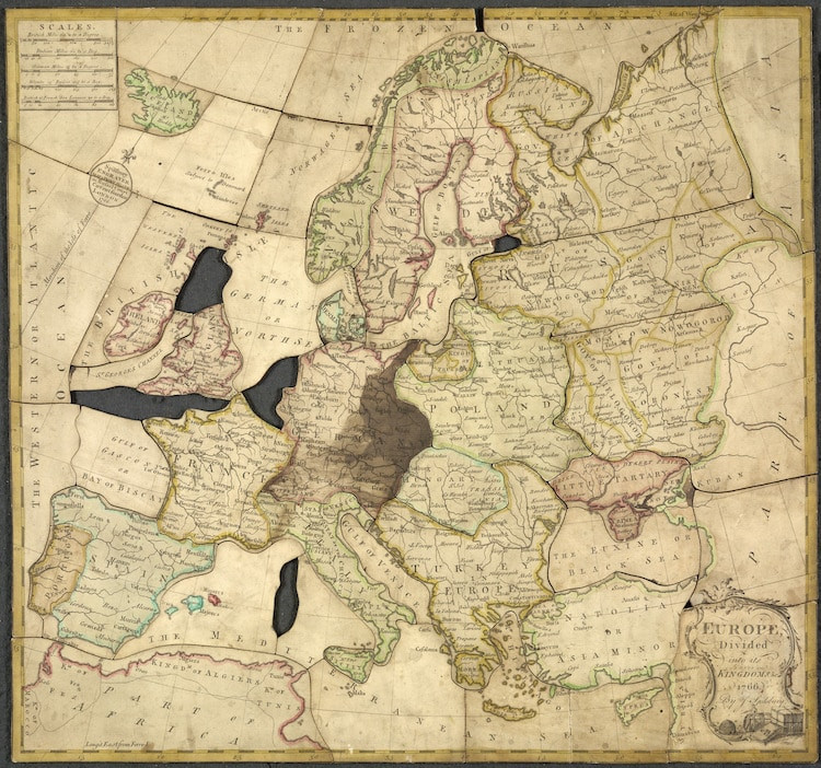 John Spilsbury early puzzle, dissected map, europe