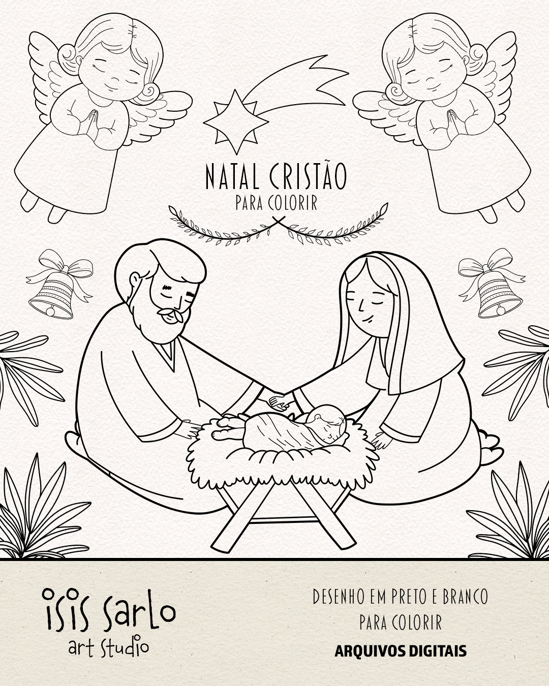 Kit Digital Natal Cristão Para Colorir