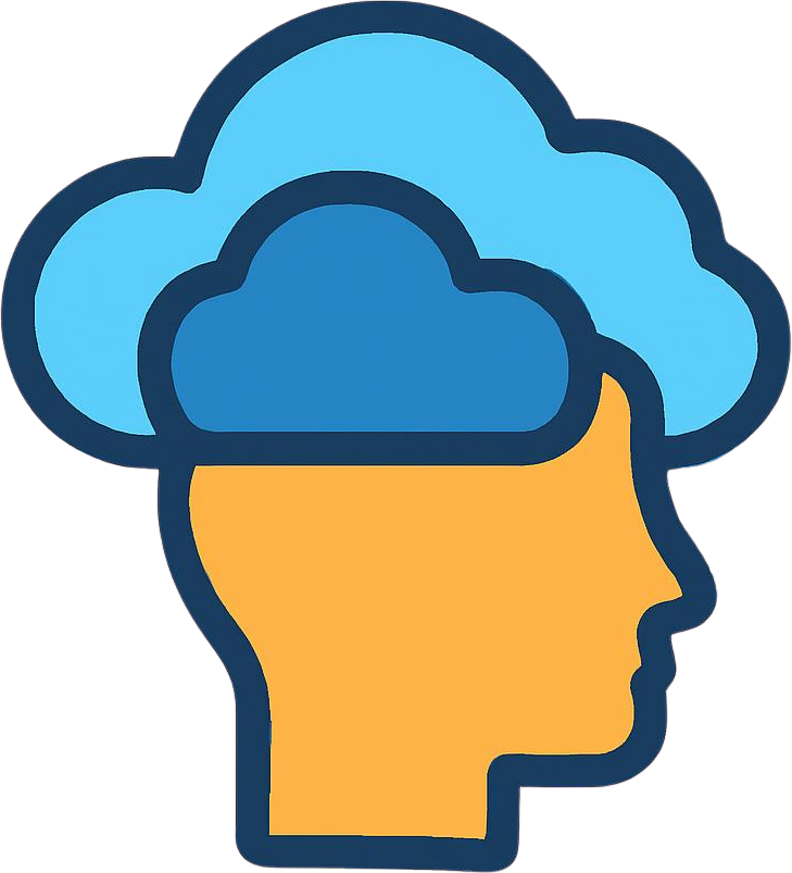 Generate _abstract cloud mind icon_ in a modern vector art style with a flat design aesthe