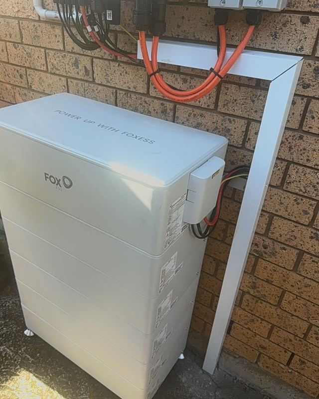 Battery stack with neatly run DC cabling and isolators in Eschol Park NSW