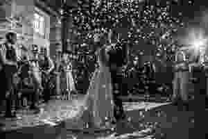 Black and White Photo of First Wedding Dance for Scottish Couple