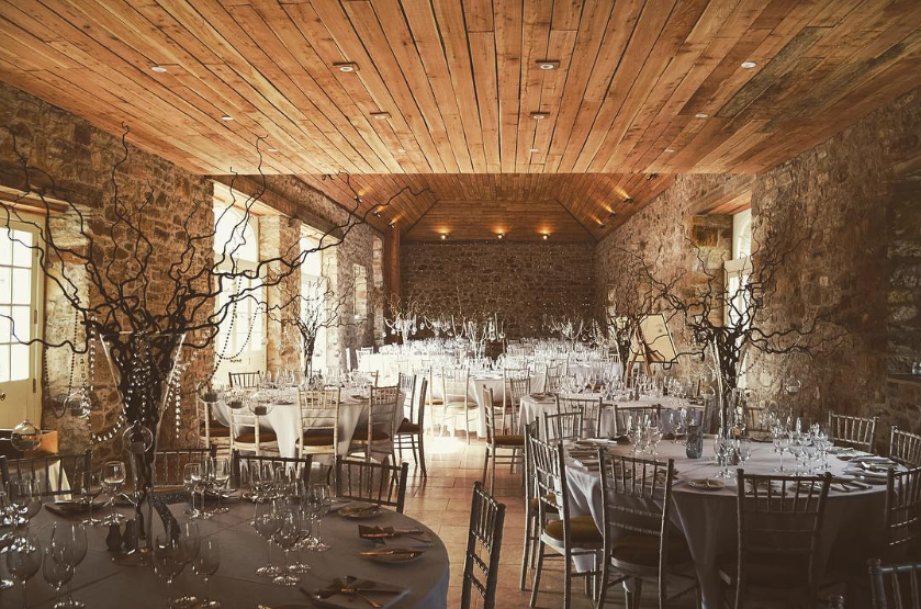 The Coach House at Colstoun set up for a wedding