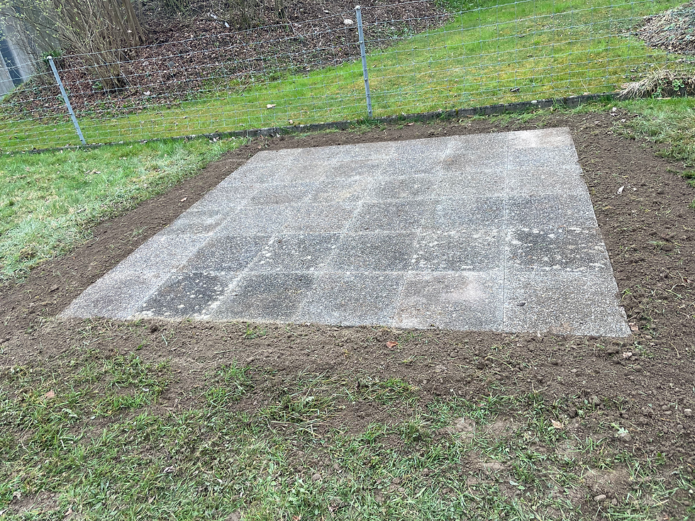 Gestaltung eines Gartenplatzes durch die Scupola Bau GmbH mit hochwertigen Pflasterarbeiten und sauberer Ausführung.