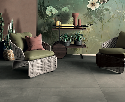 Détail carrelage intérieur aspect béton dans salle de bain