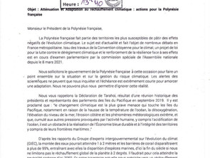 Lettre au Président de la Polynésie française sur la crise climatique