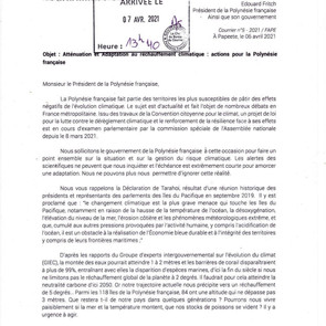 Lettre au Président de la Polynésie française sur la crise climatique