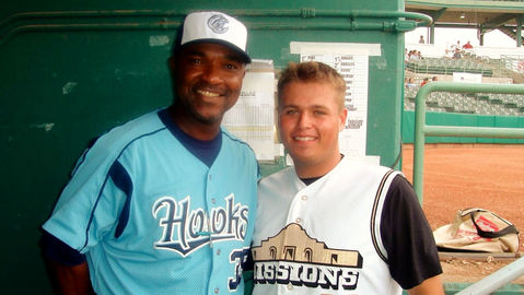 San Antonio Missions Bat Boy with Dave Clark of the Corpus Christi Hook - Coach Sam Casey