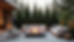 High angle view of a modern outdoor patio with fire pit and seating surrounded by evergreen trees in King County
