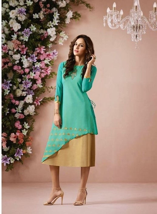 Turquoise Georgette Kurti