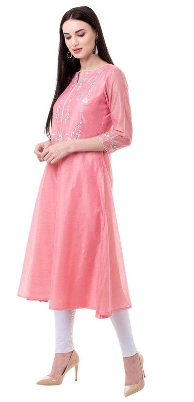 Pink Chanderi Kurti