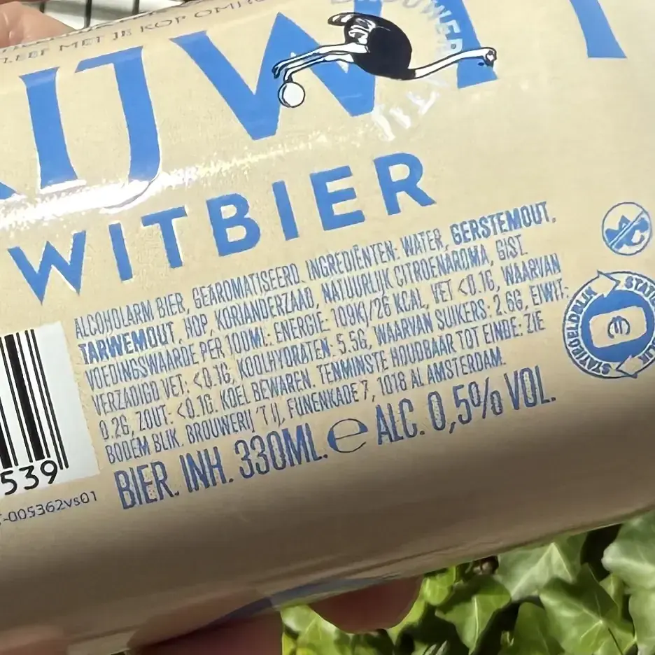 Thumbnail: Brouwerij 't IJ Vrijwit witbier alcoholvrij bier