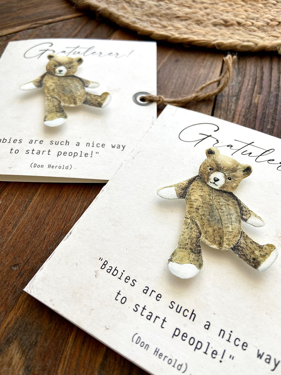 Miniatyrbilde: Gratulasjonskort baby, bamse