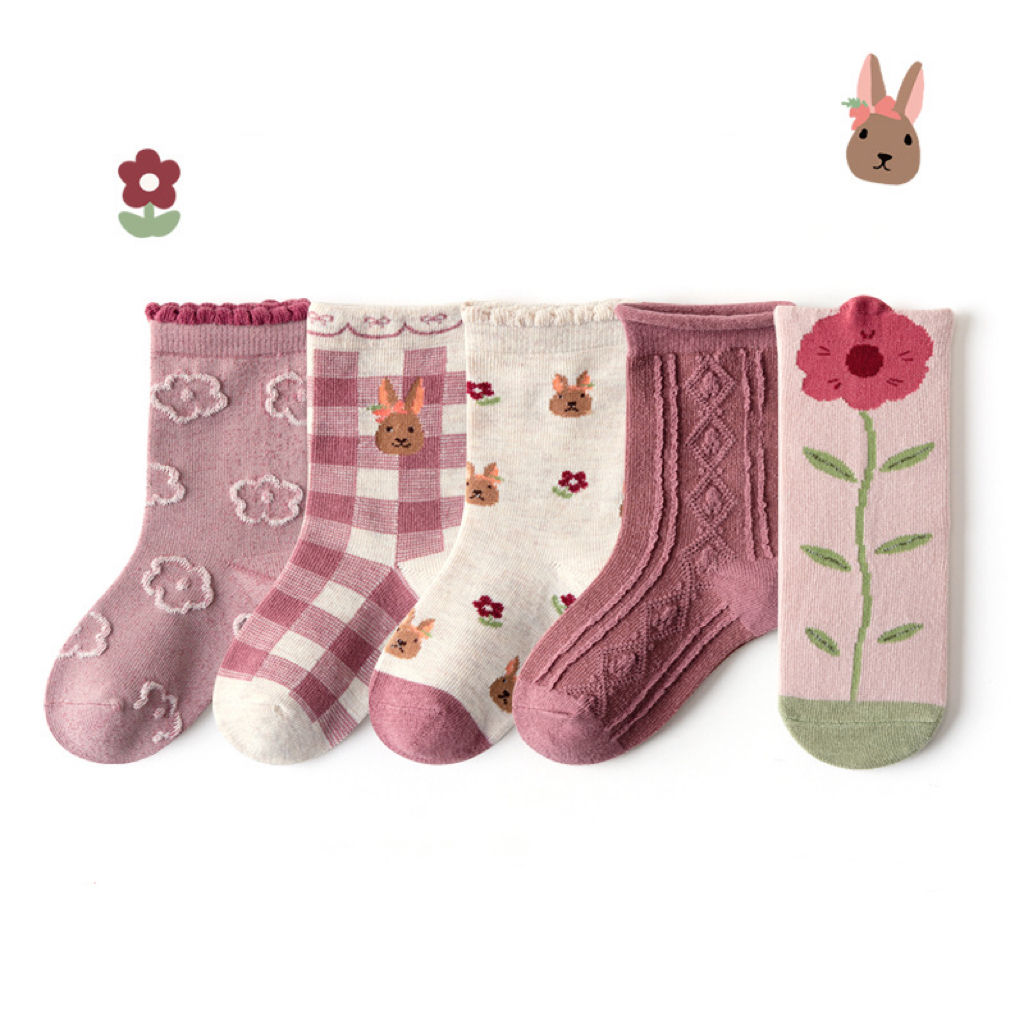 Cartoon Socks _ Vintage Blossom (5 pairs per pack)