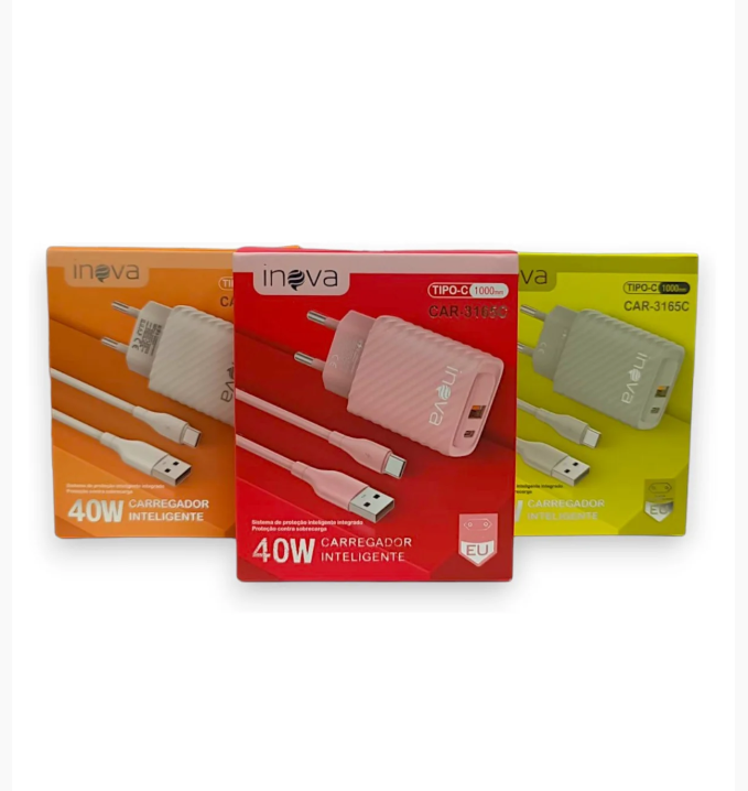 CARREGADOR USB TIPO C 40W INOVA CAR-3165C