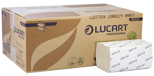 Lucart Professional EcoNatural V2 V-Fold Handtücher – 190 Stück/Pack, 21x21 Cm, 20 Packungen, Für Büros & öffentliche Bäder