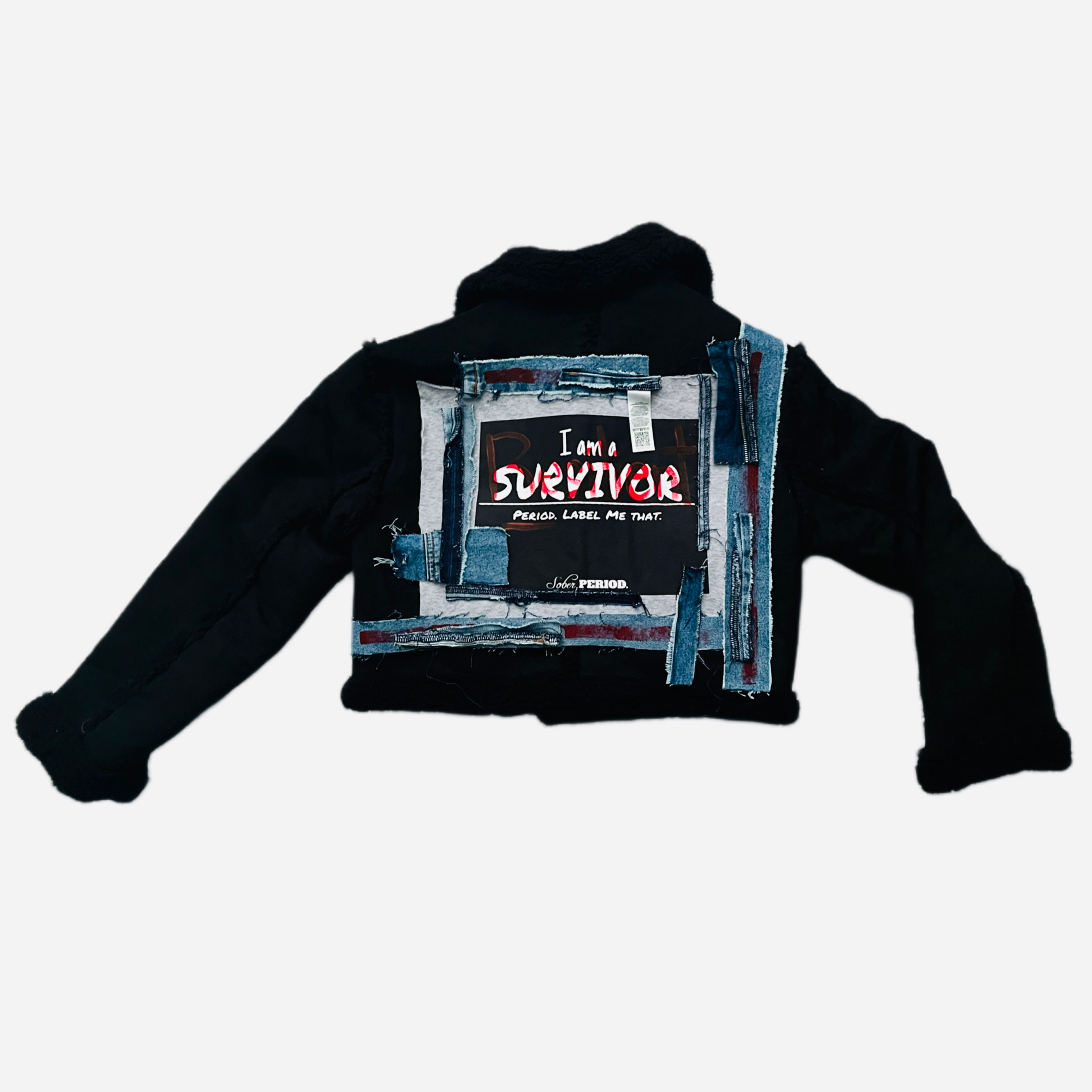 "This Is Not A Love Story" Cropped Faux Suede Jacket.