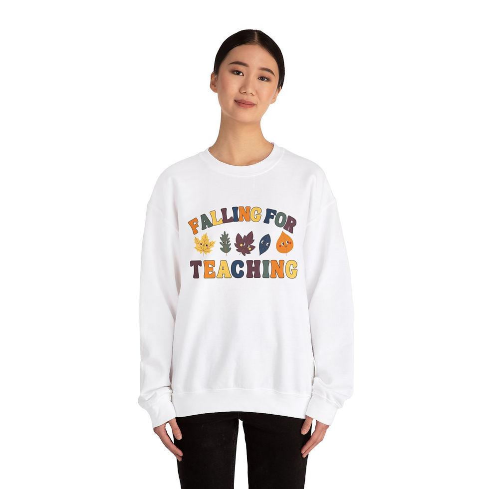 Thumbnail: Autumn Teacher Falling for Teaching Unisex Heavy Blend™ Crewneck Sweatshirt