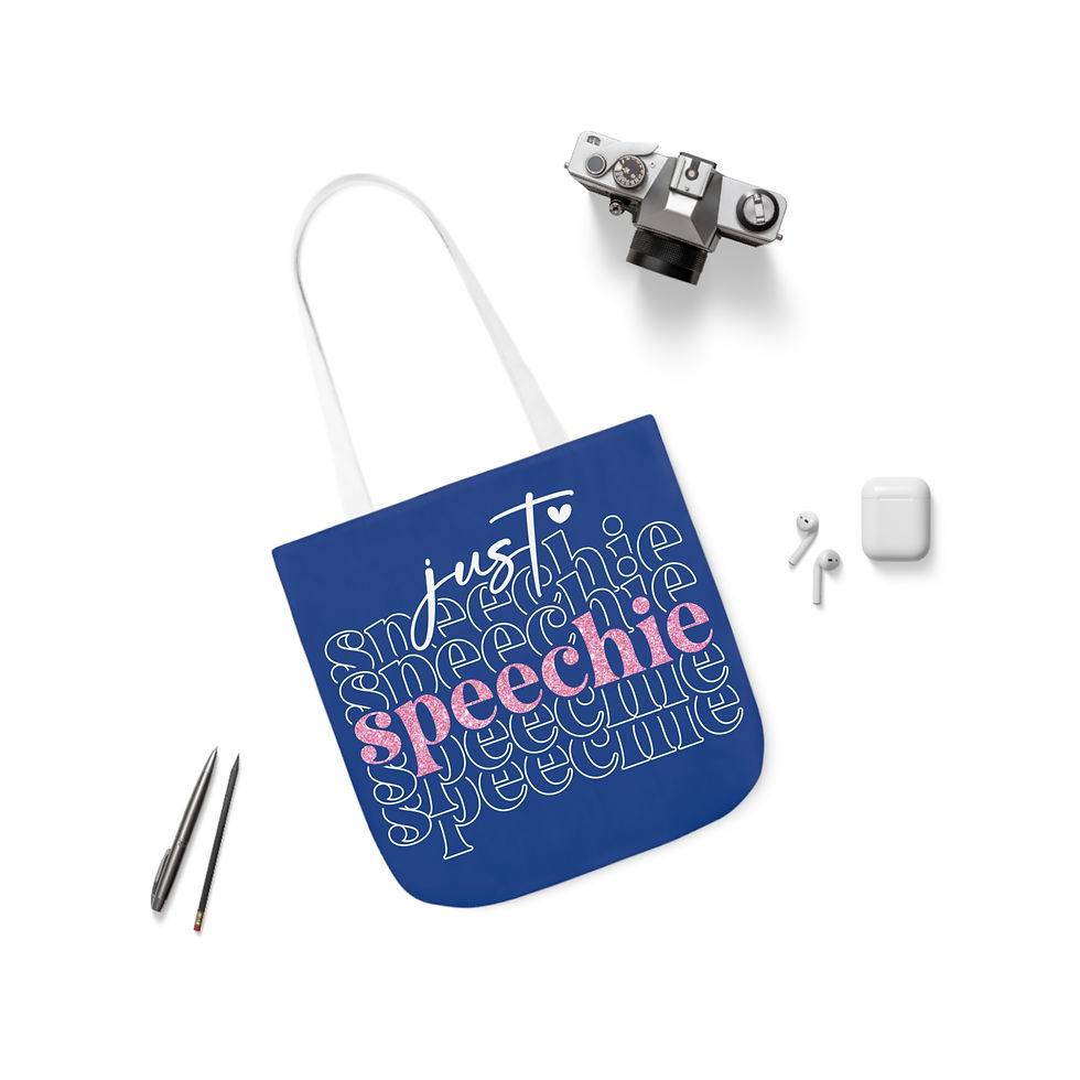 Thumbnail: Just Speechie Blue and Glitter Pink Canvas Tote Bag 