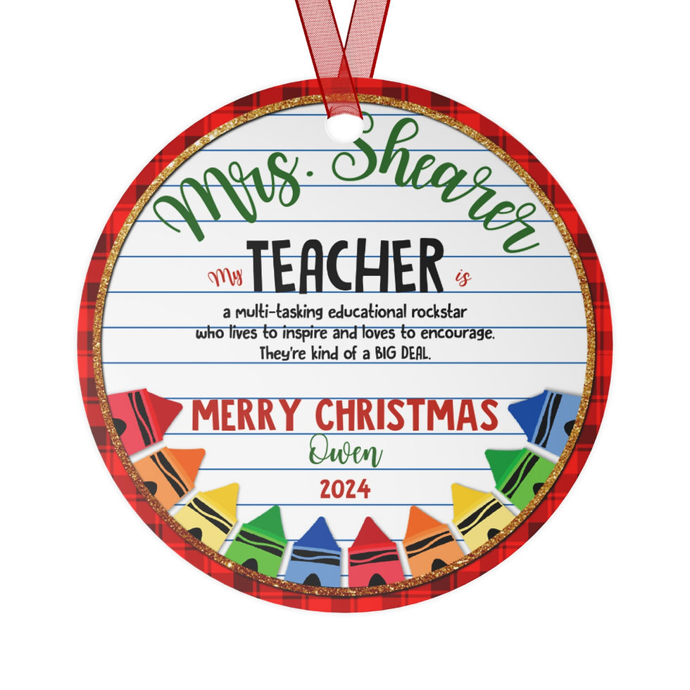 Personalized Crayon Border Christmas Ornament for Teachers