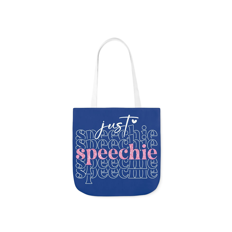 Thumbnail: Just Speechie Blue and Glitter Pink Canvas Tote Bag 