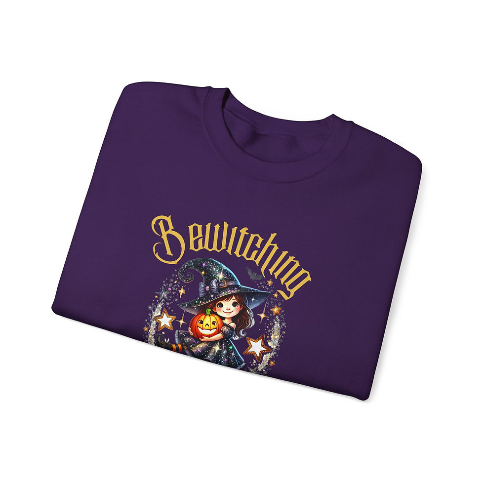 Thumbnail: Bewitching 4th Grade Teacher Yellow Text Halloween Crewneck Sweatshirt