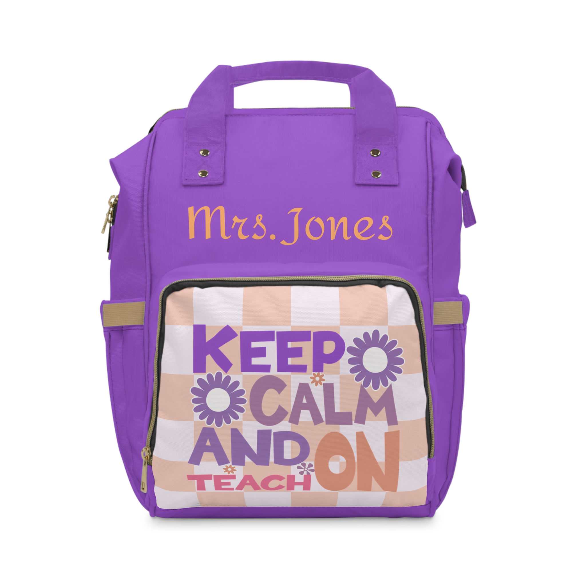 Keep Calm & Teach On Multifunctional Backpack | Perfect for Teacher | Purple