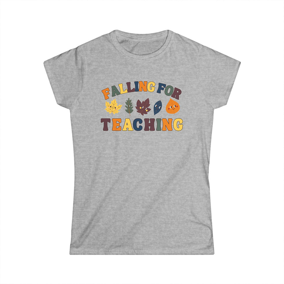 Thumbnail: Autumn Teacher Falling for Teaching Therapy Women's Softstyle Tee
