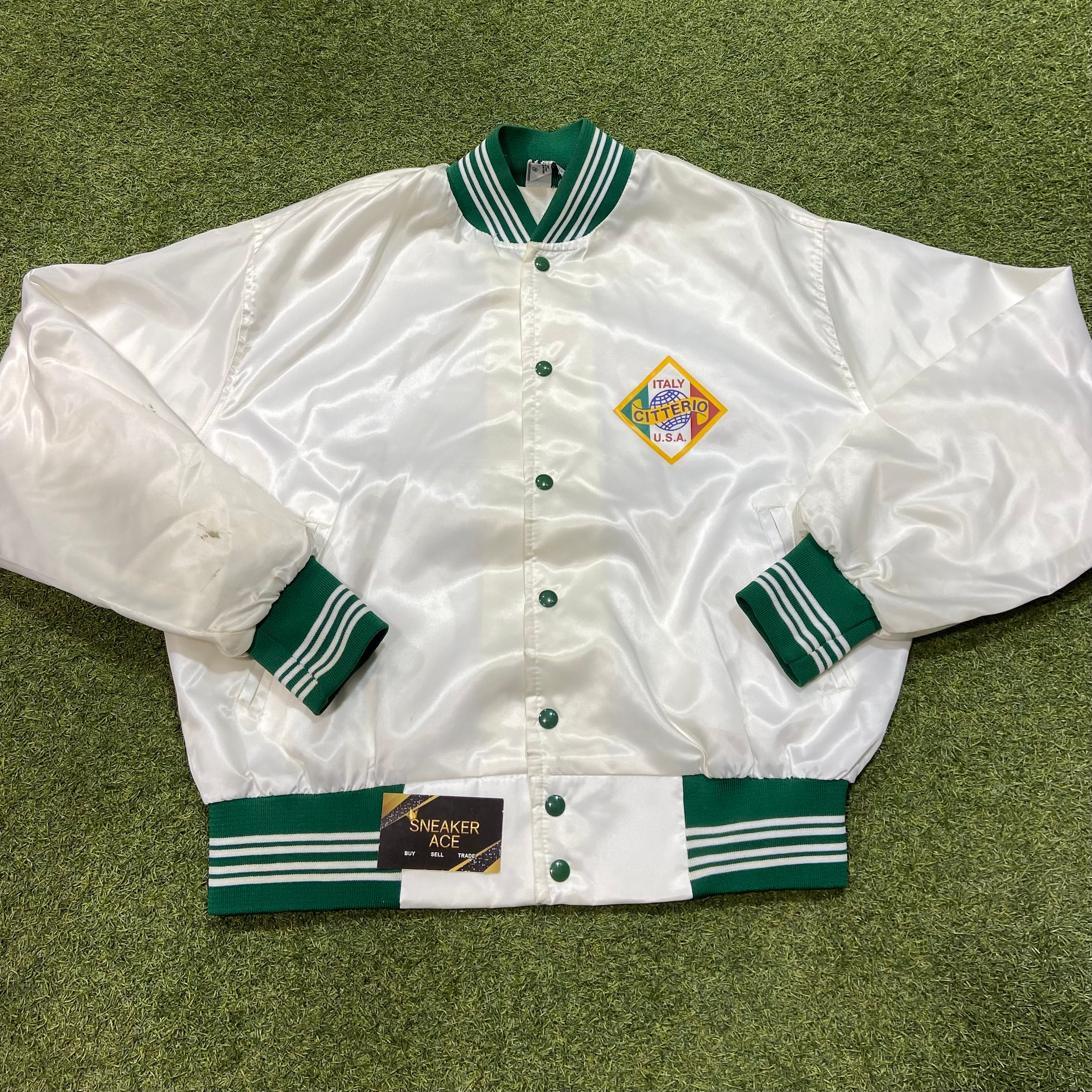 White Citterio Italy USA Bomber Coat: XL