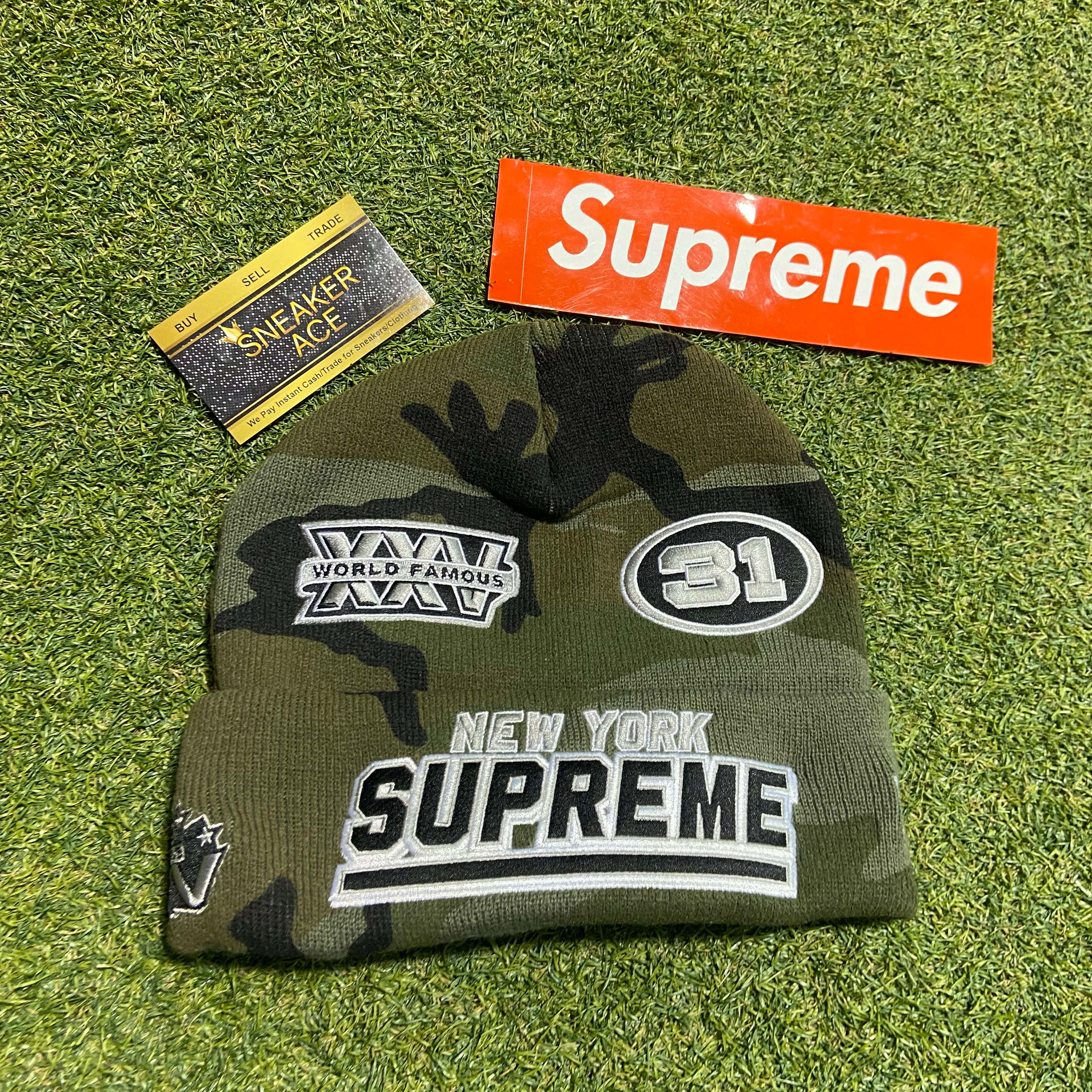 Supreme New Era Football Beanie Woodland Camo